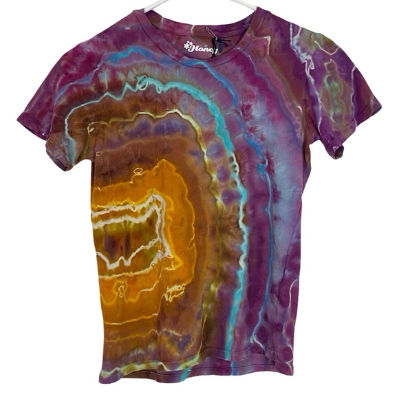 SPRWMN Geode Tie Dye Baby Tee Top Womens Size Small Shirt Crewneck Pink Multi - Picture 1 of 10
